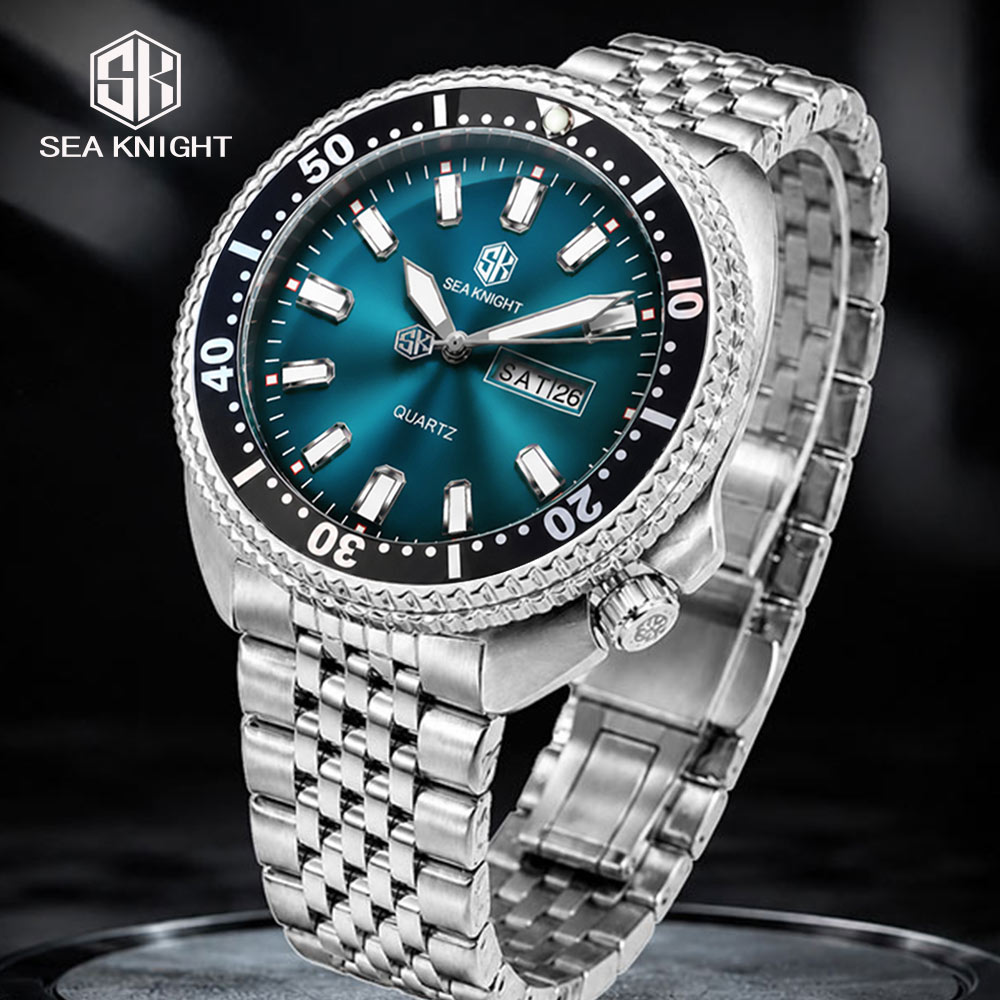 Smartwatch New Watches For Men - SEA KNIGHT 新型高級ビジネスクォーツ腕時計 メンズデザイン 回転ベゼル 夜光