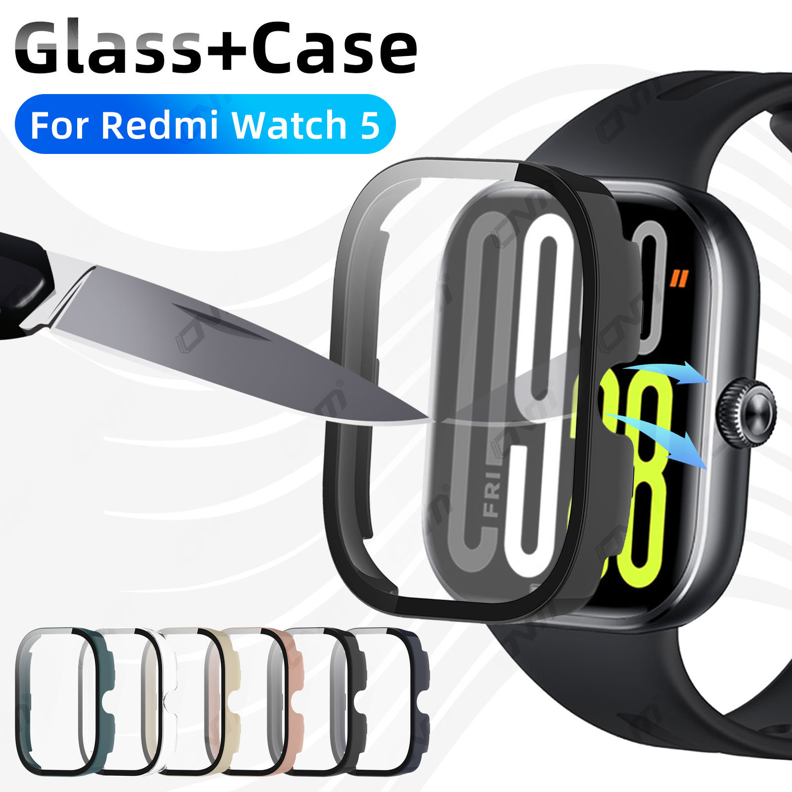 Watch Redmi - Xiaomi Redmi Watch 5用強化ガラススクリーンプロテクター,ハードPC保護ケース,アクセサリー