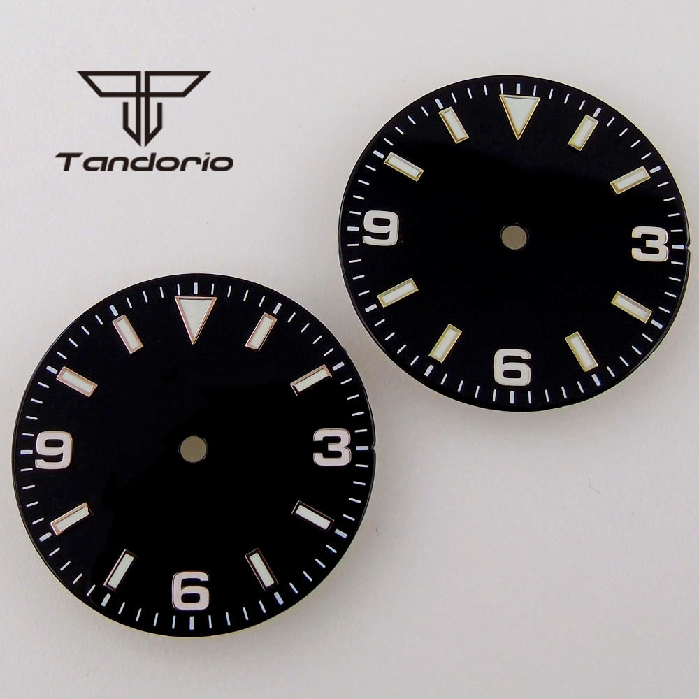 Luminous Dial Face - 29mm ブラック/ブルー ウォッチダイアル フィット NH35 NH36