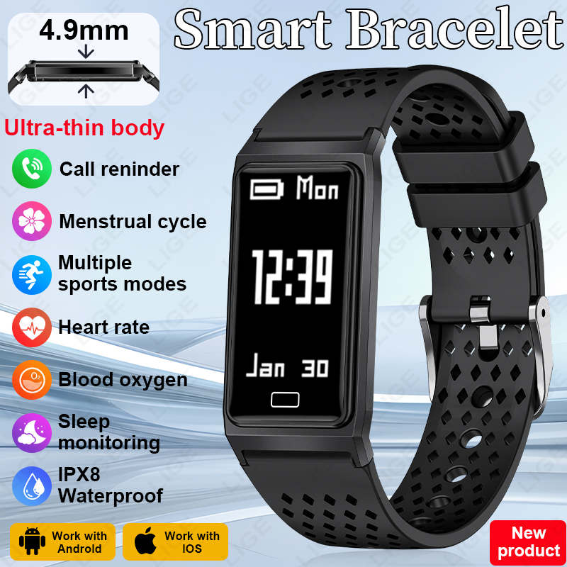 Smartwatch Slim Watches For Men - 4.9 ミリメートル超スリムスマートブレスレット通気性バンド心拍数血中酸素モニター IPX8 防水マルチスポーツスマートウォッチ男性女性