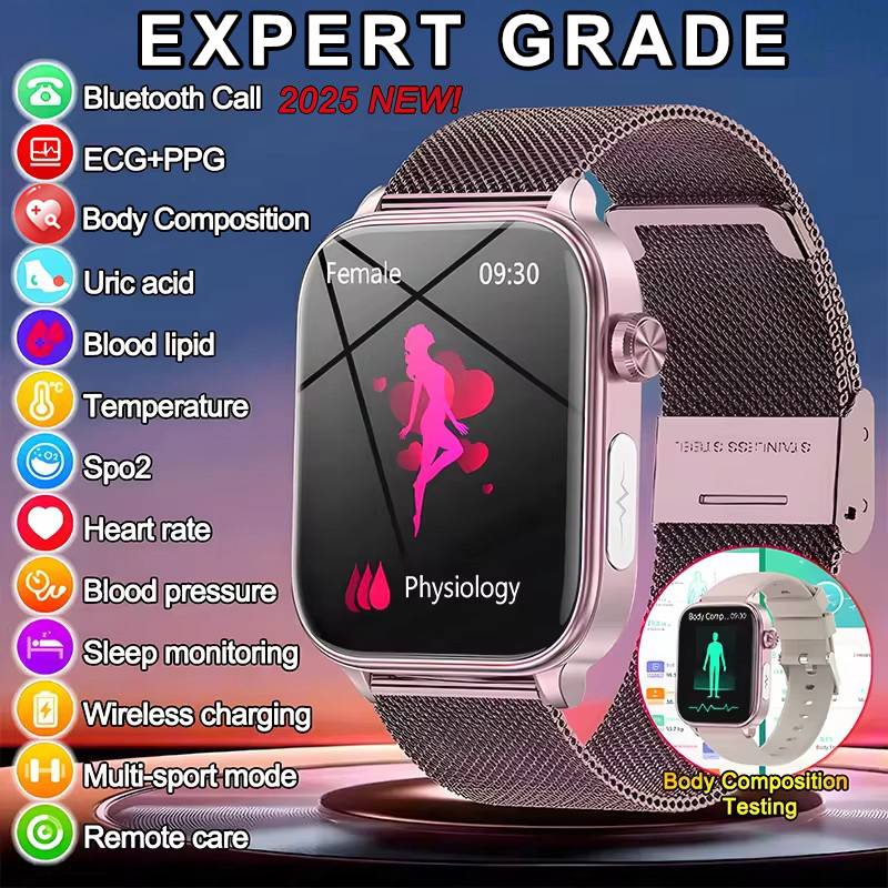 Smartwatch Health Watches For Women - 2025 新 ECG + PPG モニタリングスマートウォッチ女性血圧血中脂質尿酸女性月経健康トラッカースマートウォッチ