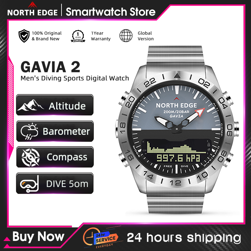 Altimeter Compass Watch - NORTH EDGE メンズ ダイブウォッチ ミリタリー アーミー