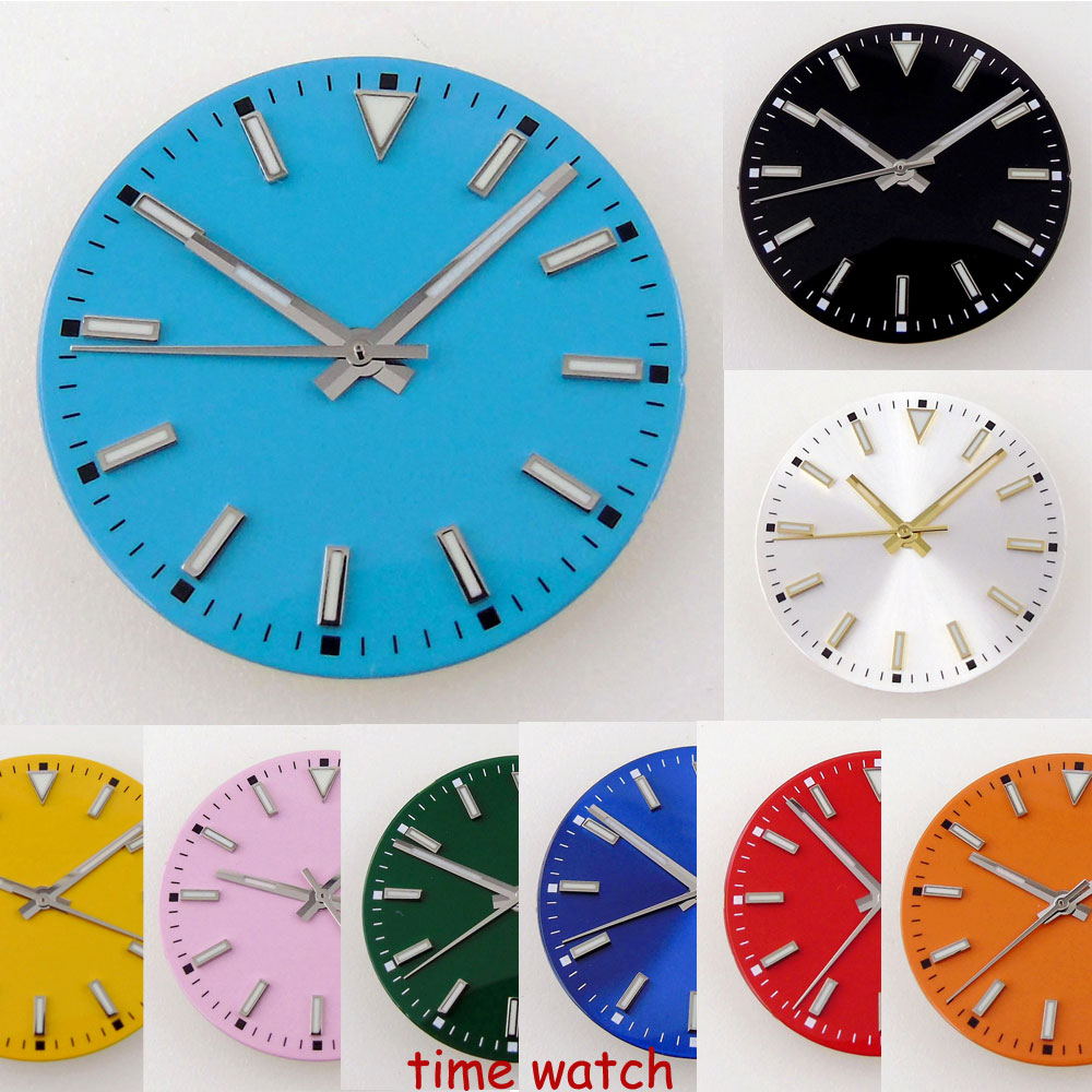 Luminous Dial Face - 29mmの時計文字盤と針は、NH35、NH36、Miyota 8215、821A、DG 2813、3804、ETA 2824、2836、PT5000、ST2130などの夜光時計に対応します。