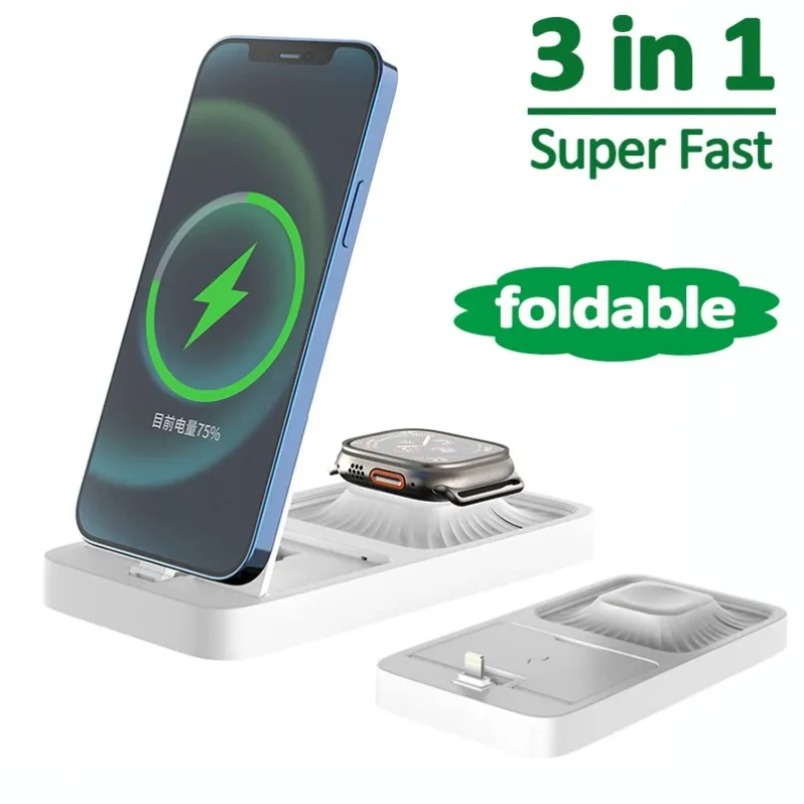 Smartwatch Watches For Iphone - 3in1ワイヤレス充電スタンド、多重安全保護、15W急速充電、滑り止め、iPhone 17/16/15/14/13/12、Watch、AirPods対応