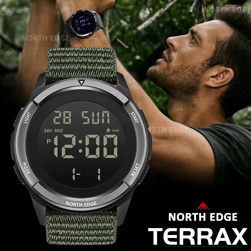 Altimeter Compass Watch - NORTH EDGE 2025 TERRAX メンズデジタルミリタリーウォッチ アウトドアスポーツ