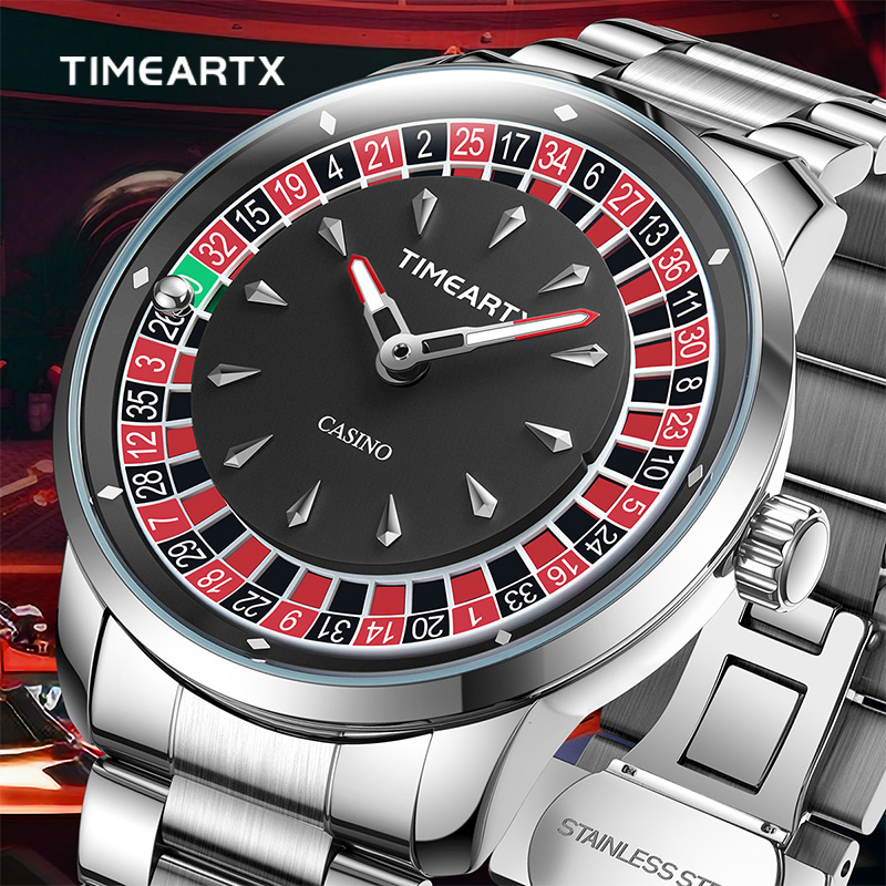 Smartwatch New Watches For Men - TIMEARTX ブランドの新しい高級クォーツ時計男性用ヨーロッパルーレットポーカーゲーム腕時計