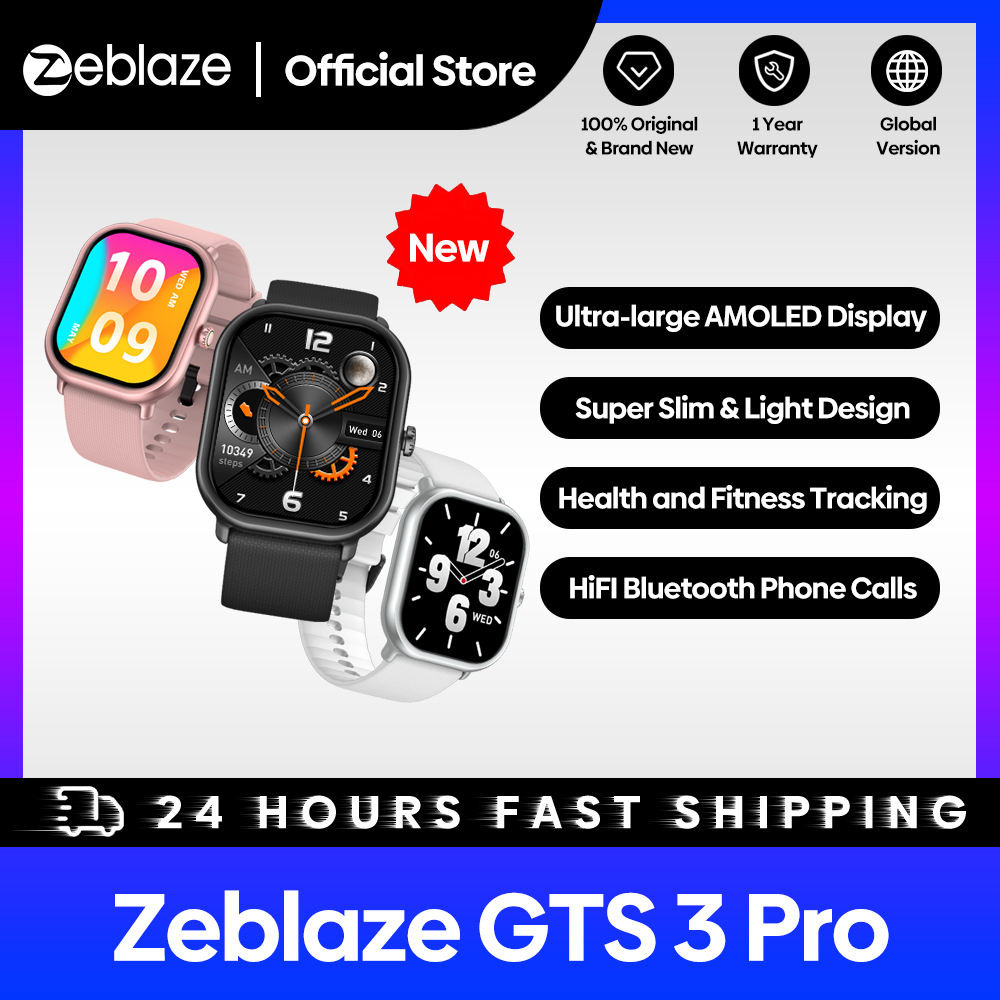 Hybrid Smartwatch - Zeblaze-男性と女性のためのGts 3 Proスマートウォッチ,音声通話,超大型HDスクリーン,健康とフィットネスの追跡,新品