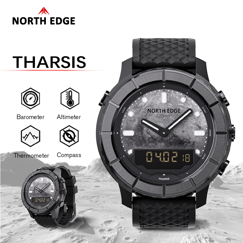 Altimeter Compass Watch - NORTH EDGE THARSIS メンズ カーボンファイバー デジタル腕時計