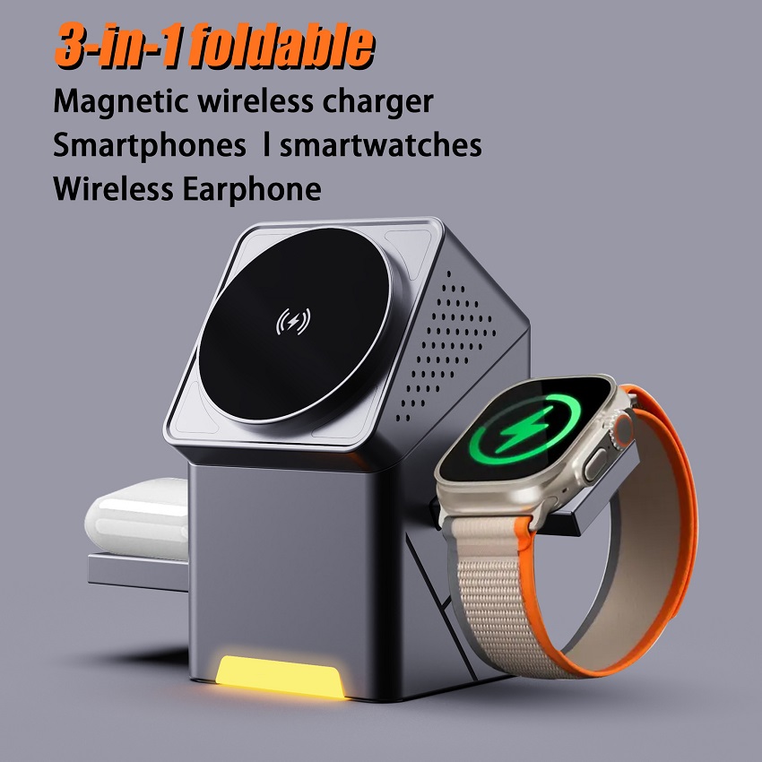 Smartwatch Watches For Iphone - 3 in 1 マグネット式ワイヤレス充電器 折りたたみ式 15W急速充電ステーション