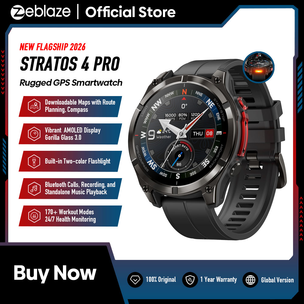 新しいZeblaze Stratos 4 PRO AMOLE - Hybrid Smartwatch のレビューと価格