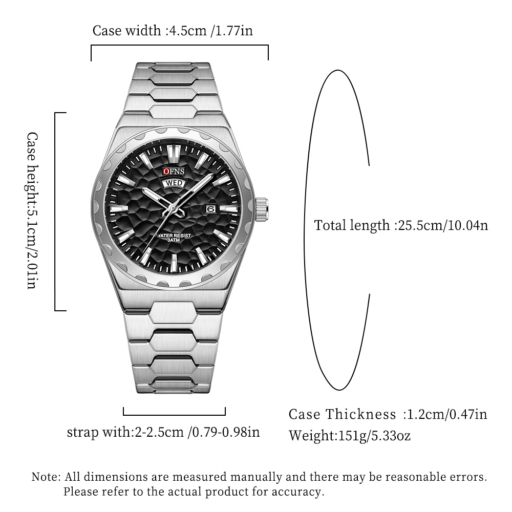 OFNS ビジネスマン向けクォーツ時計、日付・曜日表示、高級 - Smartwatch Luxury Watches For Men のレビューと価格