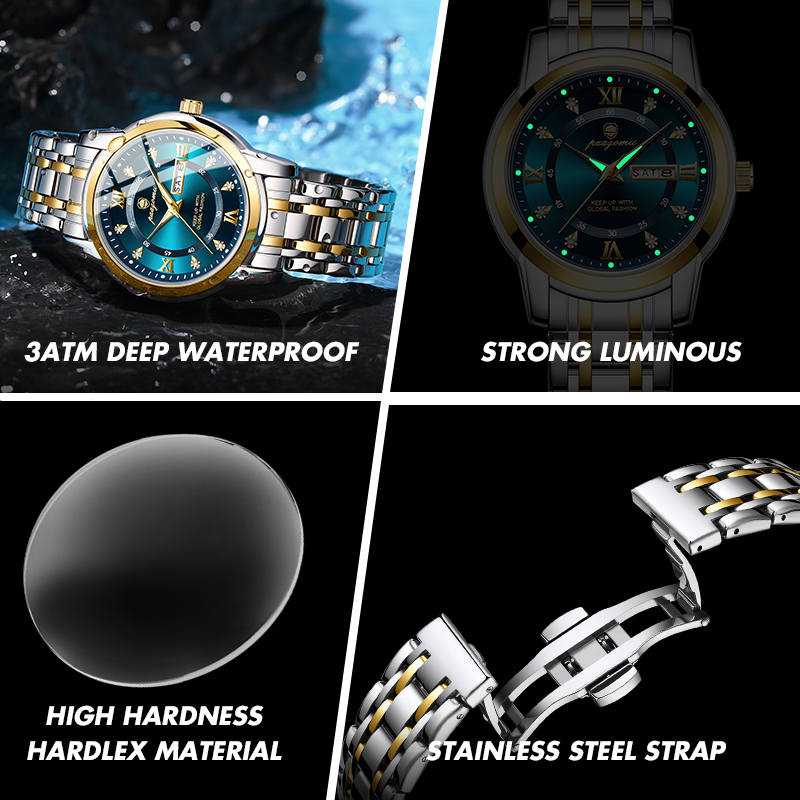 PAAZOMU 腕時計メンズレディースダイヤモンドビジネスド - Smartwatch Luxury Watches For Men のレビューと価格