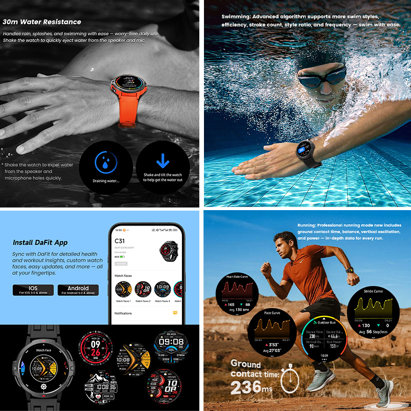 新しい 6 軸ジャイロスコープ軍用 GPS スマートウォッチ - Smartwatch Timex Watches For Men のレビューと価格