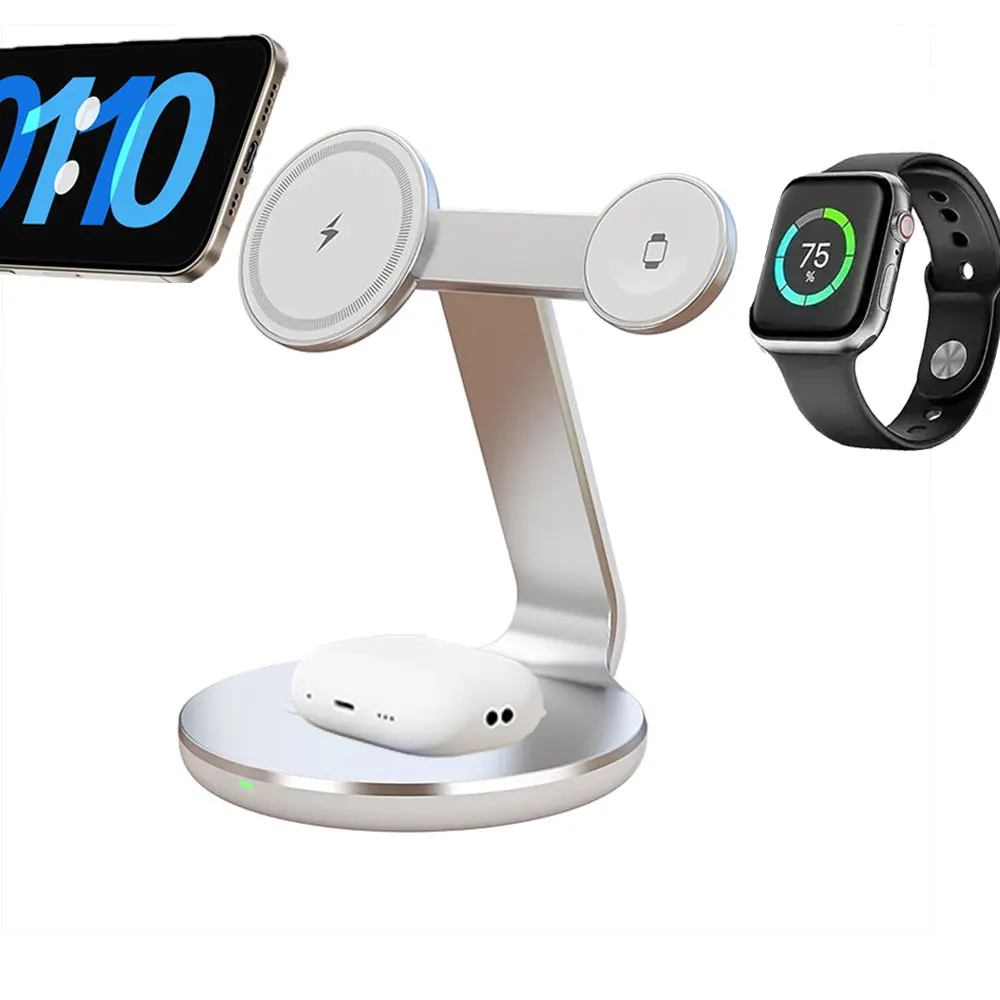 3in1ワイヤレス充電スタンド 360度回転 3つの充電ポー - Smartwatch Watches For Iphone のレビューと価格