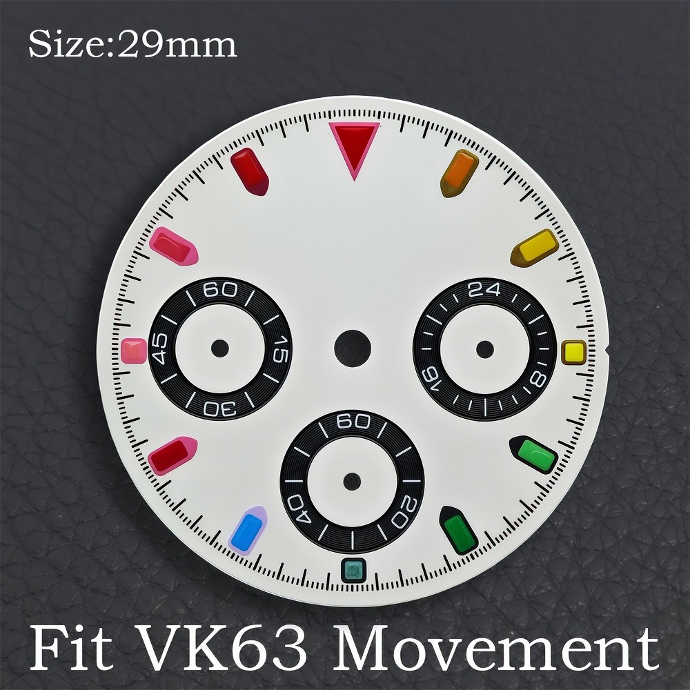 VK63 29 ミリメートルダイヤル時計針グリーン発光クロノ - Luminous Dial Face のレビューと価格