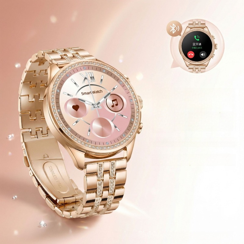 GEN9ダイヤモンド装飾レディーススマートウォッチ ローズゴ - Watches Ladies Smartwatch のレビューと価格