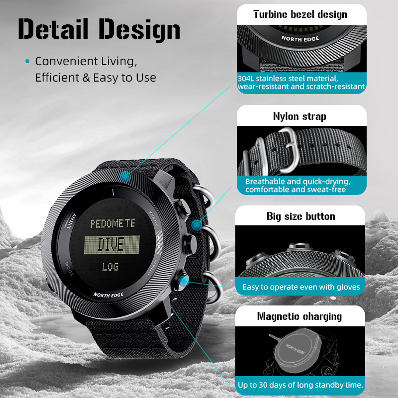 NORTH EDGE APACHE-D メンズ フリーダイビ - Altimeter Compass Watch のレビューと価格