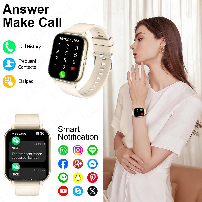 LIGE 新しい 1.83 インチ HD スマートウォッチ女 - Smartwatch Health Watches For Women のレビューと価格
