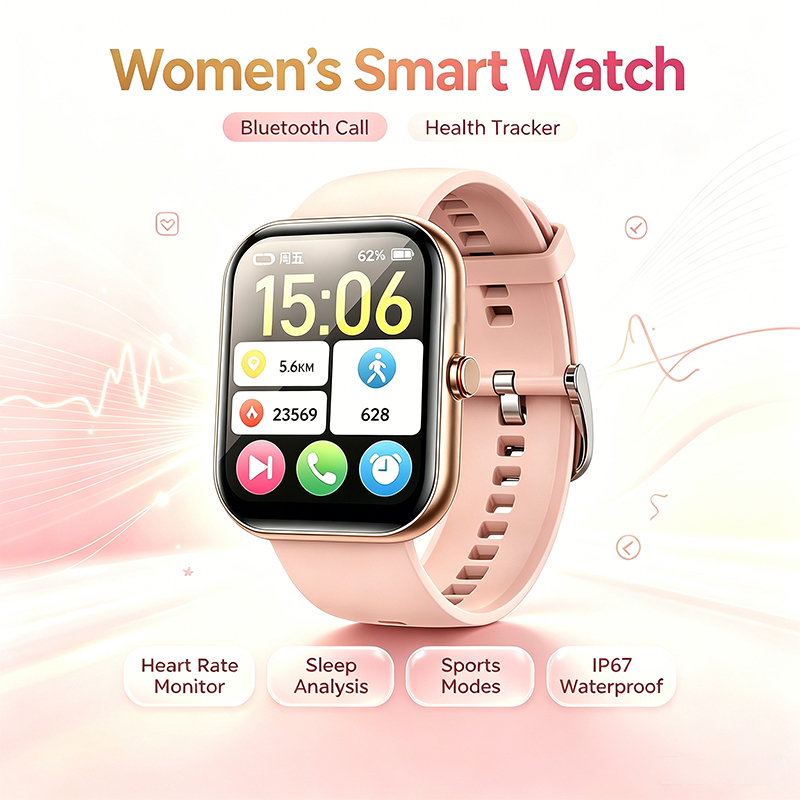 女性用スマートウォッチ BT通話 心拍数 睡眠モニター IP - Watches Ladies Smartwatch のレビューと価格