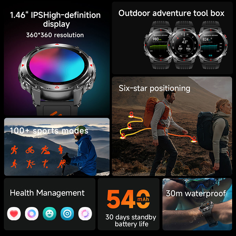 T-Rex 3 内蔵デュアルバンド GPS スマートウォッチ - Altimeter Compass Watch のレビューと価格