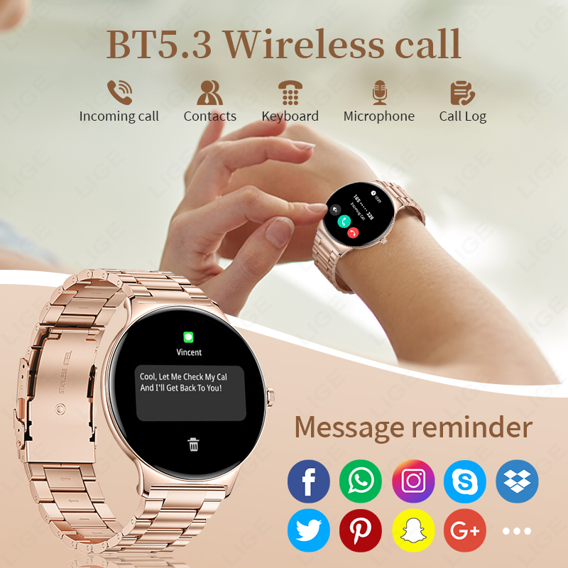 LIGE 新型7.9mmスマートウォッチ、男女兼用、1.43 - Smartwatch Slim Watches For Men のレビューと価格