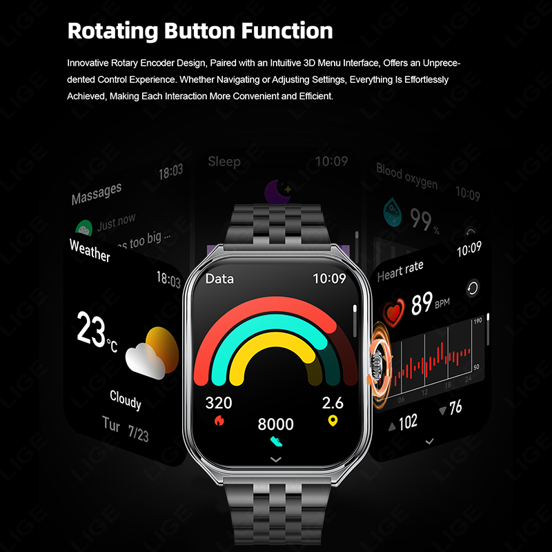 LIGEファッション超薄型AMOLEDスマートウォッチ1.9 - Smartwatch Slim Watches For Men のレビューと価格