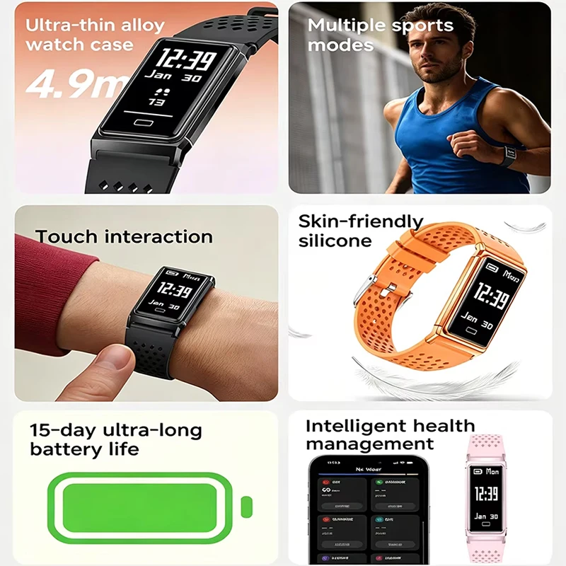 LIGE 新しい超薄型スマートブレスレット女性男性高精度健康 - Smartwatch Slim Watches For Men のレビューと価格