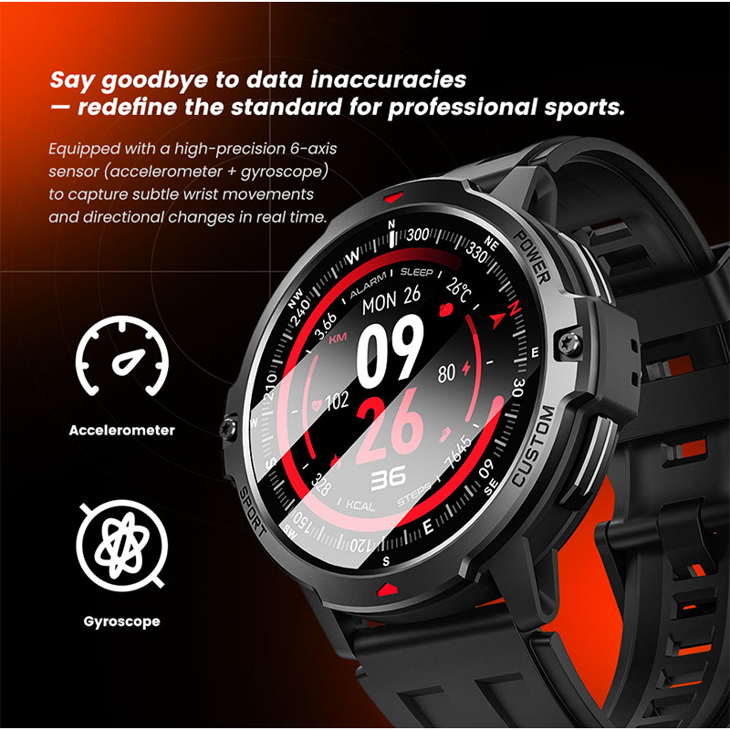 新しい 6 軸ジャイロスコープ軍用 GPS スマートウォッチ - Smartwatch Timex Watches For Men のレビューと価格