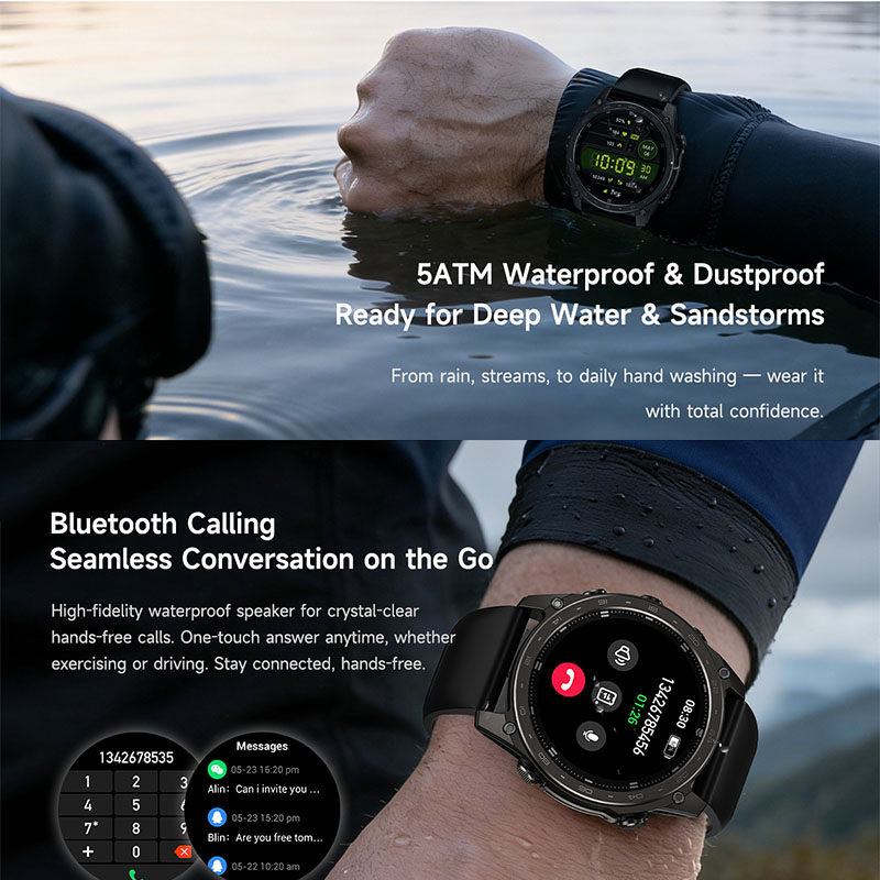 新型5ATM防水スマートウォッチ、スポーツモード、ワイヤレス - Altimeter Compass Watch のレビューと価格